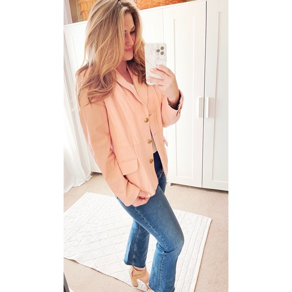 Terry Lewis Classic Luxuries Jackets & Blazers - Terry Lewis Classic Luxuries Pink Leather Blazer Coat Jacket with Buttons 🤍💓🤍